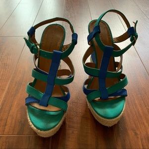 Zara Woman Wedges - US 8 - Blue Green Sandals 🌴